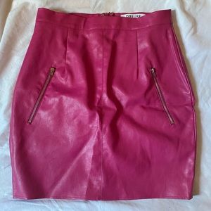 Pink Faux Leather Mini Skirt